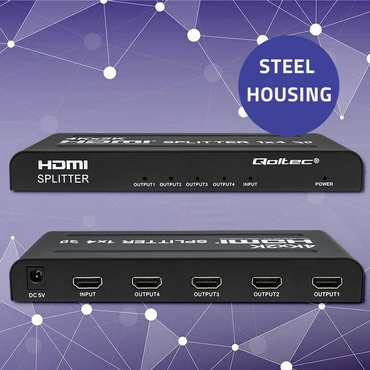 HDMI Lüliti Qoltec 51798 Must